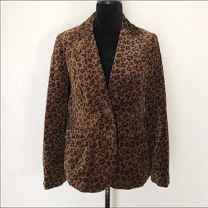 Boden Leopard Print Velvet Blazer Jacket size 10